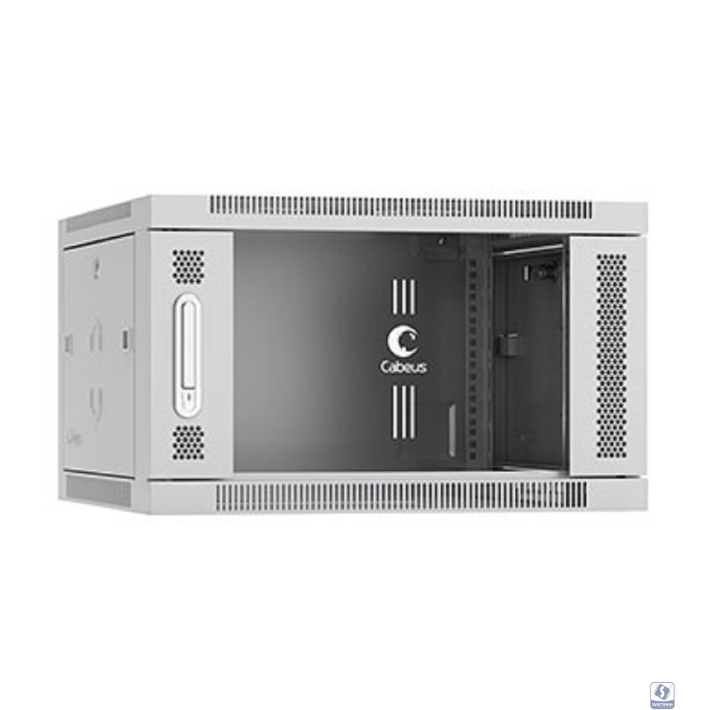 Cabeus SH-05F-6U60/35 Шкаф телекоммуникационный настенный 19" 6U 600x350x368mm (ШхГхВ) дверь стекло, цвет серый (RAL 7035)