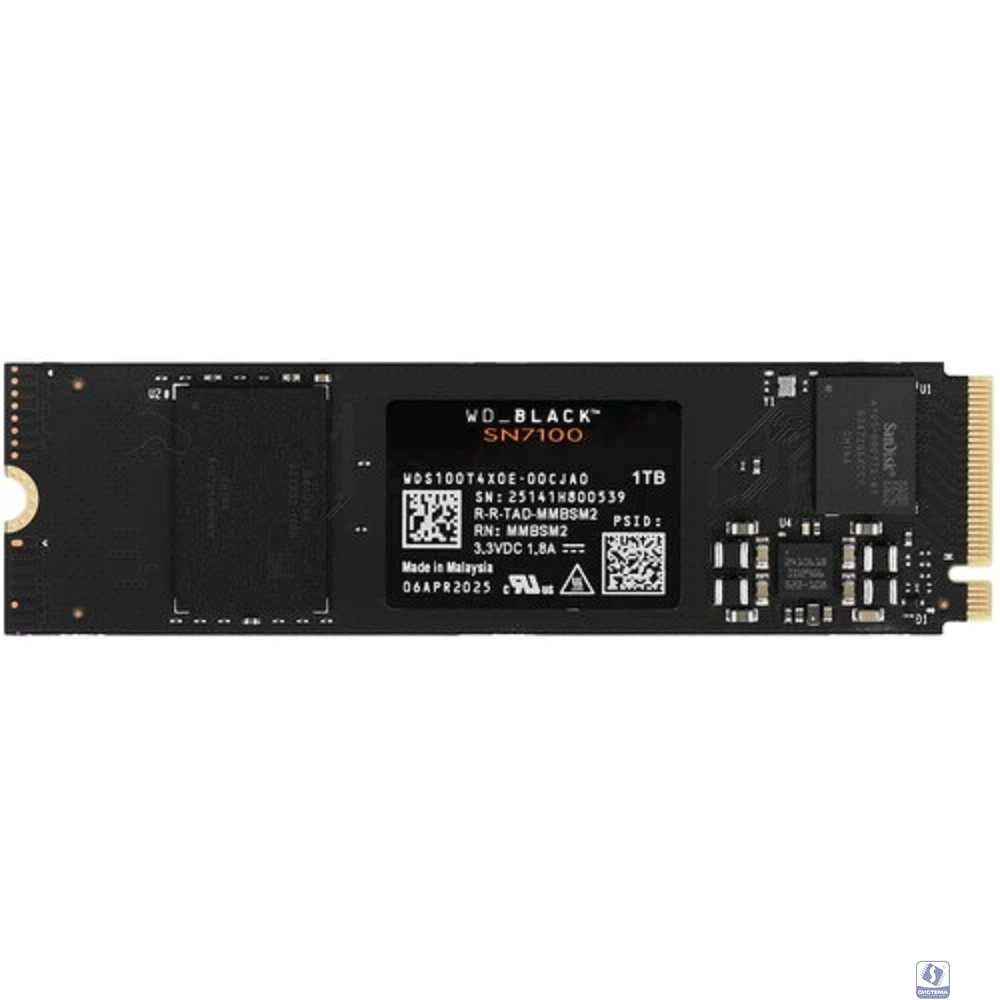 WD SSD Black SN7100, 1TB, M.2(22x80mm), NVMe, PCIe 4.0 x4, TLC, WDS100T4X0E