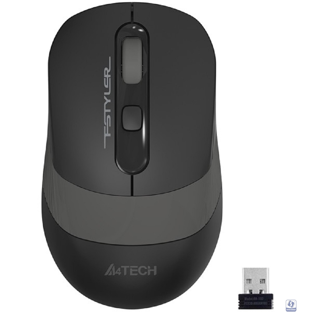 Мышь беспроводная A4Tech Fstyler FG10 , черный/серый , оптическая, 2000dpi , USB, 4 кнопки [1147564]
