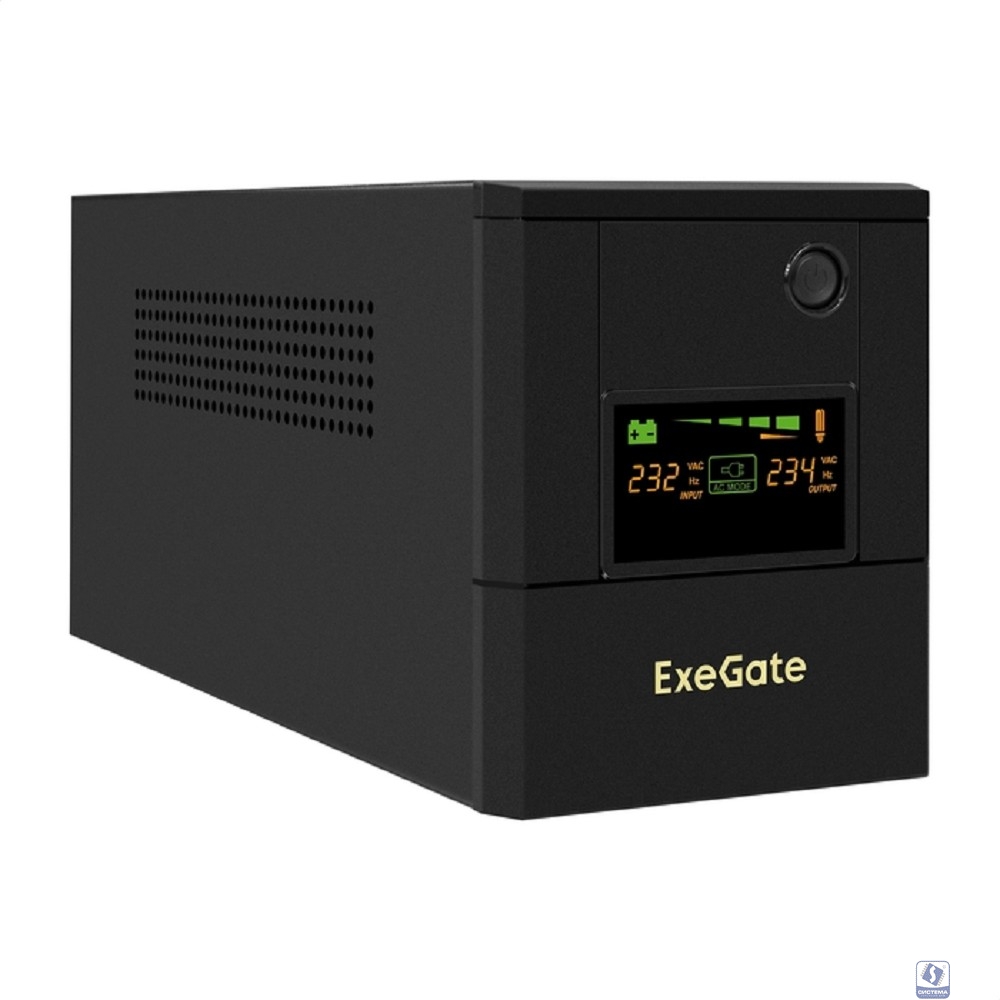 Exegate EX299949RUS ИБП ExeGate SpecialPro Smart LLB-1000.LCD.AVR.4SH.USB (1000VA/700W, LCD, AVR, 4*EU/Тип F(Schuko),USB, батарея 12V 7.2Ah - 2 шт., металлический корпус, Black)
