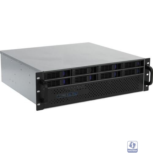 Procase ES308XS-SATA3-B-0 Корпус 3U Rack server case (8 SATA III/SAS 12Gbit hotswap HDD), черный, без блока питания, глубина 400мм, MB 12"x13"