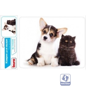 Коврик для мыши Buro BU-M40095 рисунок/котенок и щенок [291854]