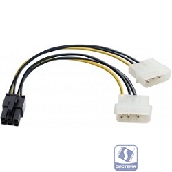 Exegate EX138937RUS Переходник питания PCI-Express 6pin (от 2х разъемов Molex (IDE) блока питания), 15см Exegate