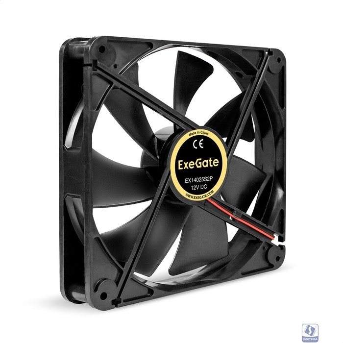 Exegate EX294951RUS Вентилятор 12В DC ExeGate EX14025S2P (140x140x25 мм, Sleeve bearing (подшипник скольжения), 2pin (разъем 2.54), 1200RPM, 24dBA)