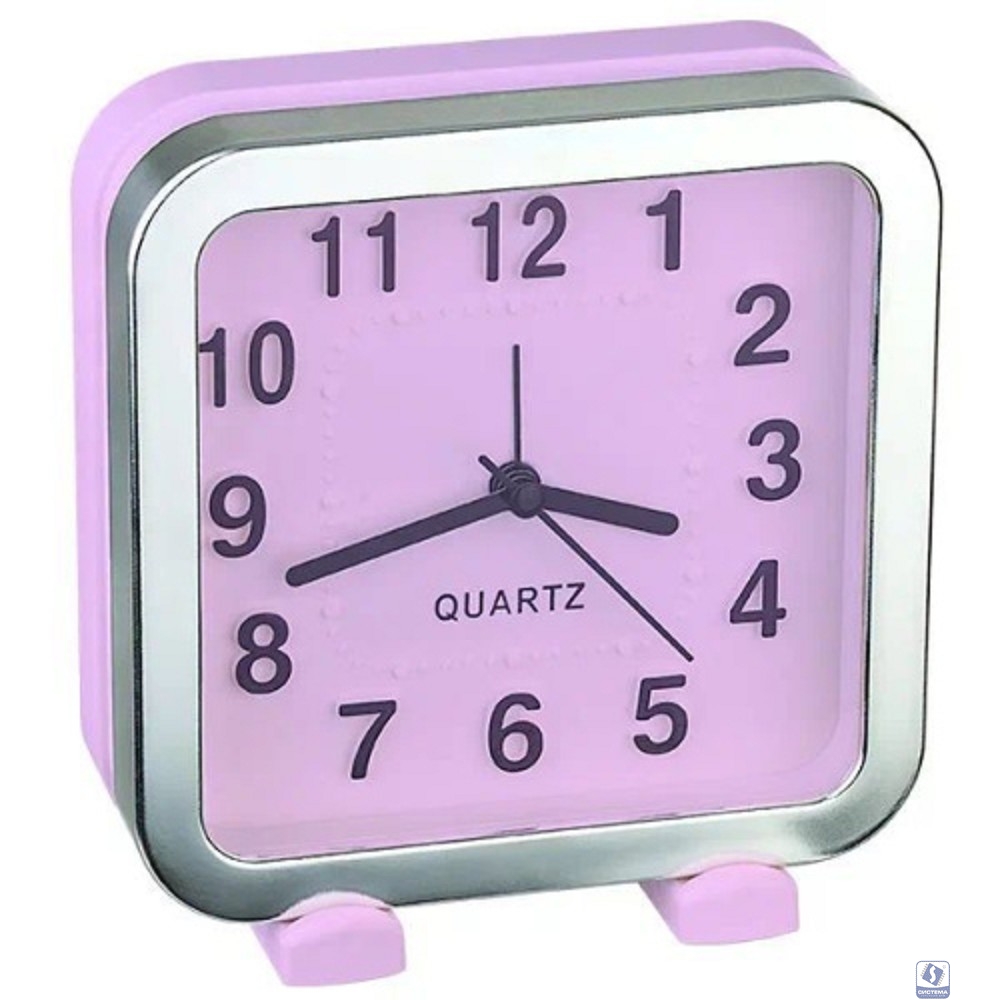 Perfeo Quartz часы-будильник "PF-TC-018", квадратные 13*13 см, красные/сакура