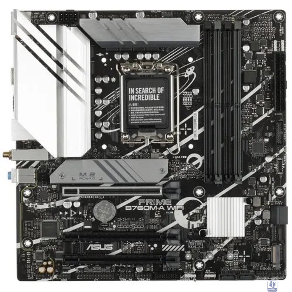 ASUS PRIME B760M-A WIFI (Socket 1700, mATX, 4xDDR5(128GB), 2xHDMI 2.1/DP, 3xPCIe 4.0x16, 1xLAN (2.5GbE), Wi-Fi, BT, 4xSATA 6Gb/s, 2xM.2, 2xUSB 3.2, 4xUSB 2.0, 1xPS/2)(90MB1EL0-M1EAY0)