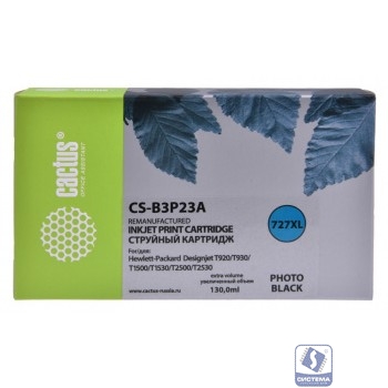 B3P23A CACTUS  Картридж №727 для HP DJ T920/T1500/T2530, фото черный (130мл) 