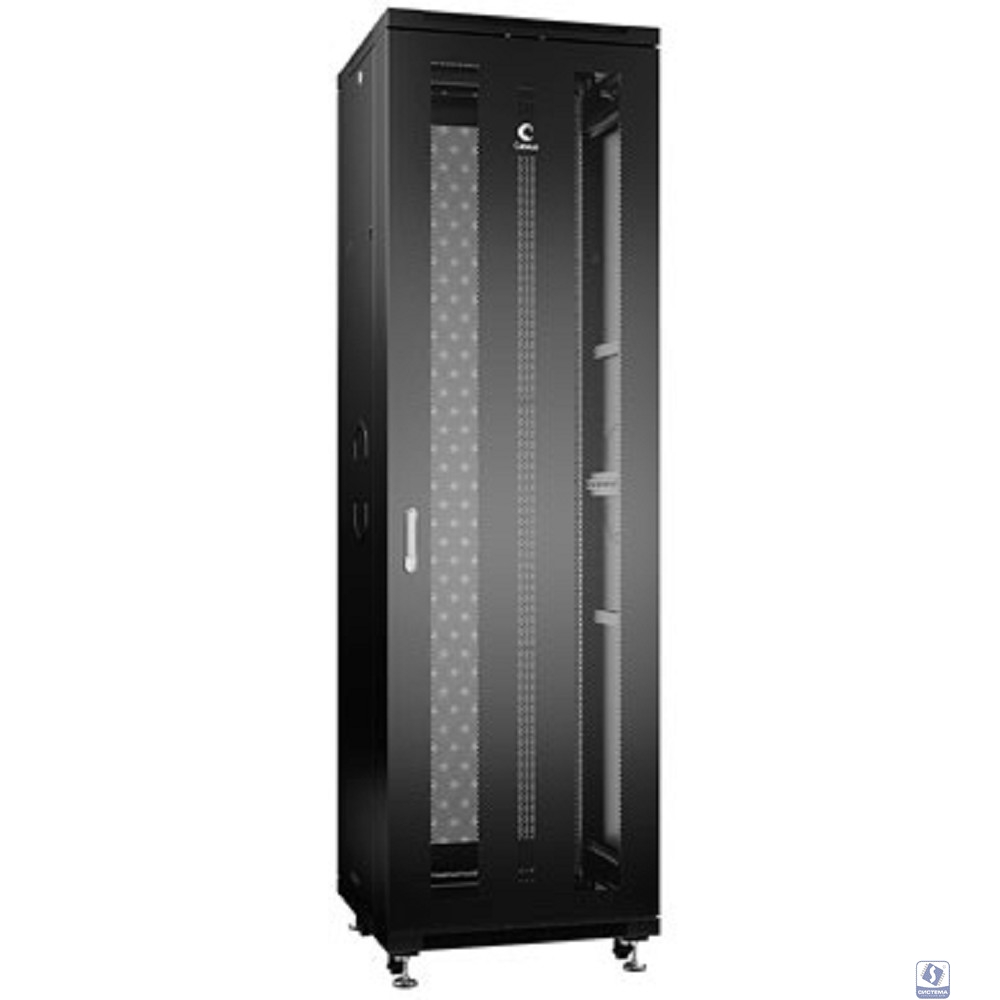 Cabeus ND-05C-42U60/80-BK Шкаф монтажный телекоммуникационный 19" напольный для распределительного и серверного оборудования 42U 600x800x2055mm (ШхГхВ) передняя и задняя перфорированные двери, ручка с