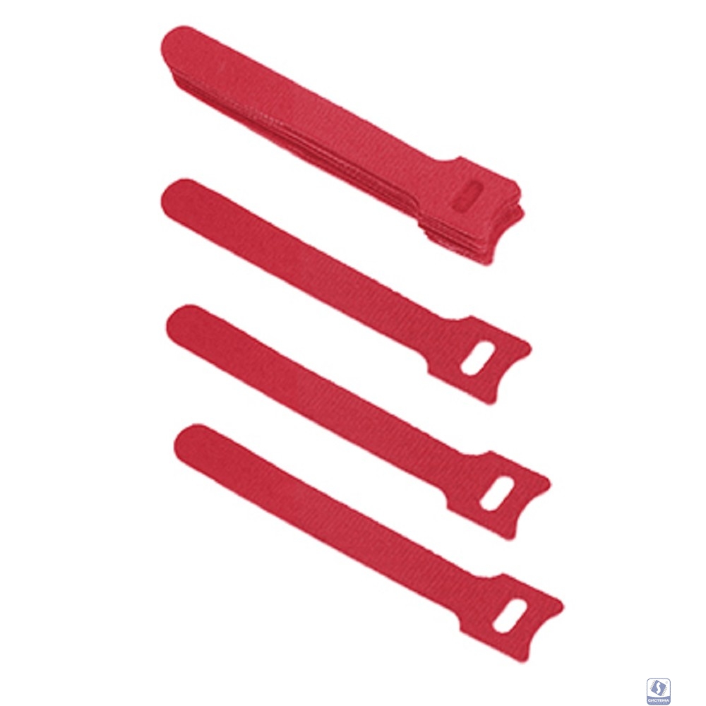 Cabeus CLAMP-125-RD Хомут для кабеля, липучка с мягкой застежкой, 125x14 мм, красный (10 шт.)