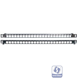 Hyperline PPBLHD-19-24S-SH-RM Модульная патч-панель 19", 24 порта, Flat Type, 0.5U, для экранированных и неэкранированных модулей KJNE, с задним кабельным организатором (без модулей) 