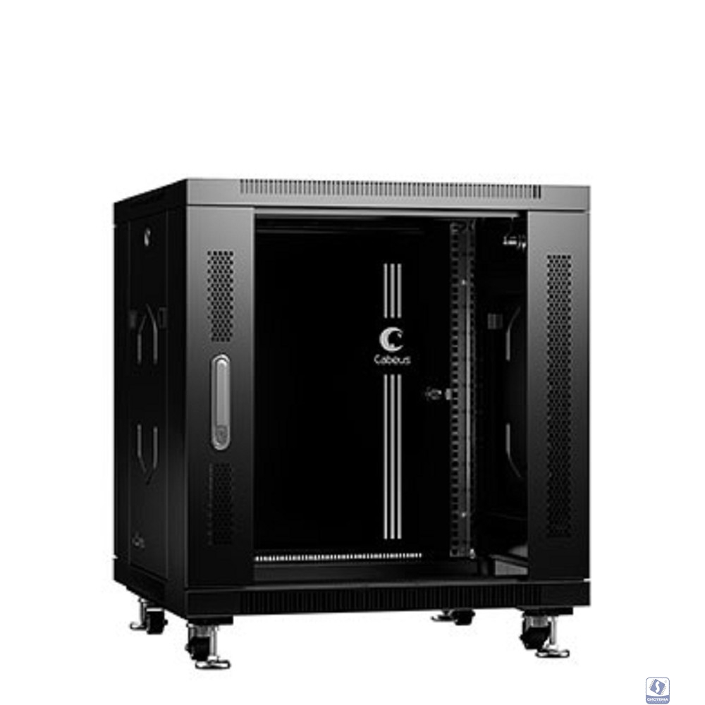 CABEUS SH-05C-12U60/80-BK ШКАФ МОНТАЖНЫЙ ТЕЛЕКОММУНИКАЦИОННЫЙ 19" НАПОЛЬНЫЙ ДЛЯ РАСПРЕДЕЛИТЕЛЬНОГО И СЕРВЕРНОГО ОБОРУДОВАНИЯ 12U 600X800X730MM (ШХГХВ) ПЕРЕДНЯЯ СТЕКЛЯННАЯ И ЗАДНЯЯ СПЛОШНАЯ МЕТАЛЛИЧЕСК