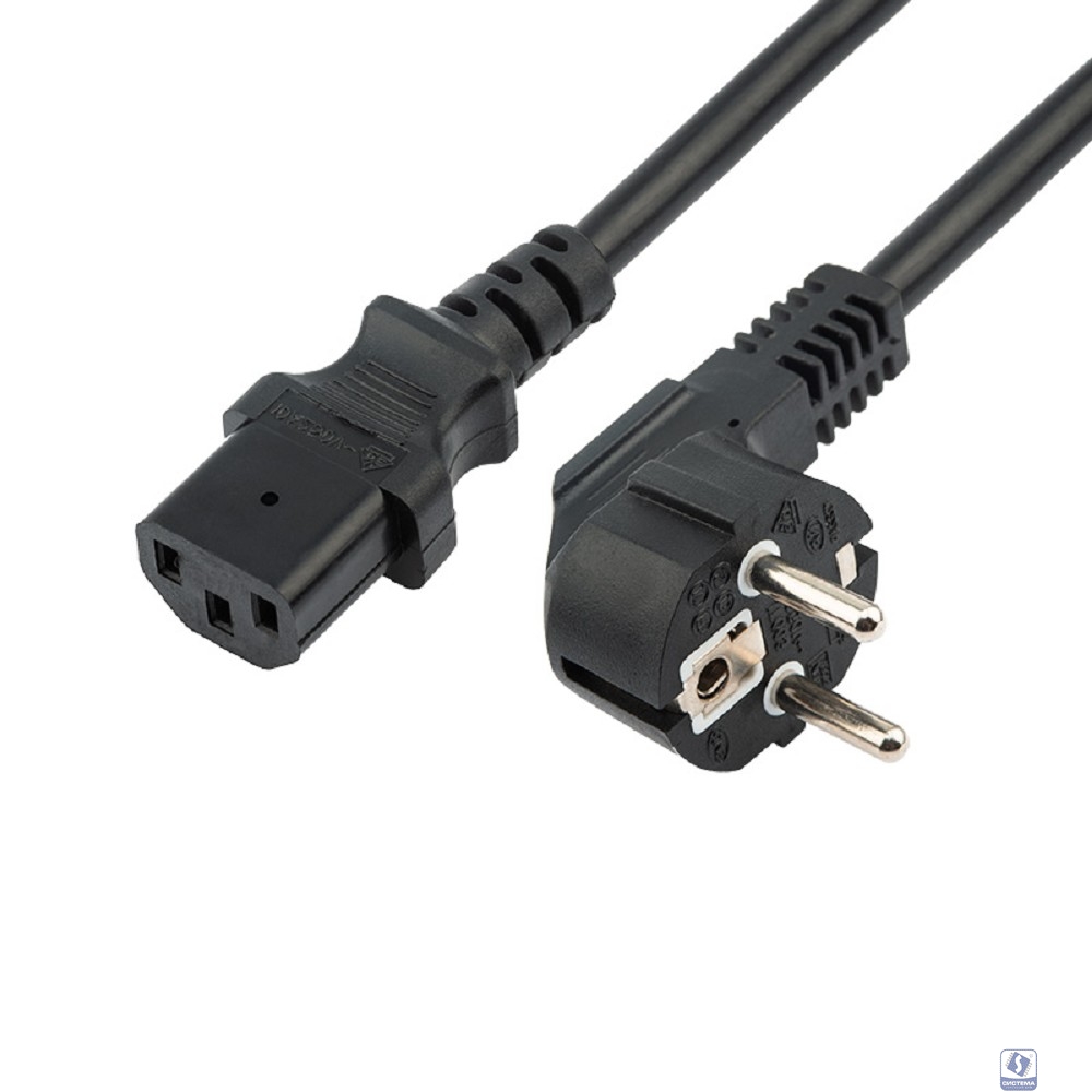 Rexant (11-1138) Шнур сетевой, вилка угловая СЕЕ 7/7(Schuko) - разъем IEC 320 C13, кабель 3x1,5 мм?, длина 1,5 метра, черный (PVC пакет)