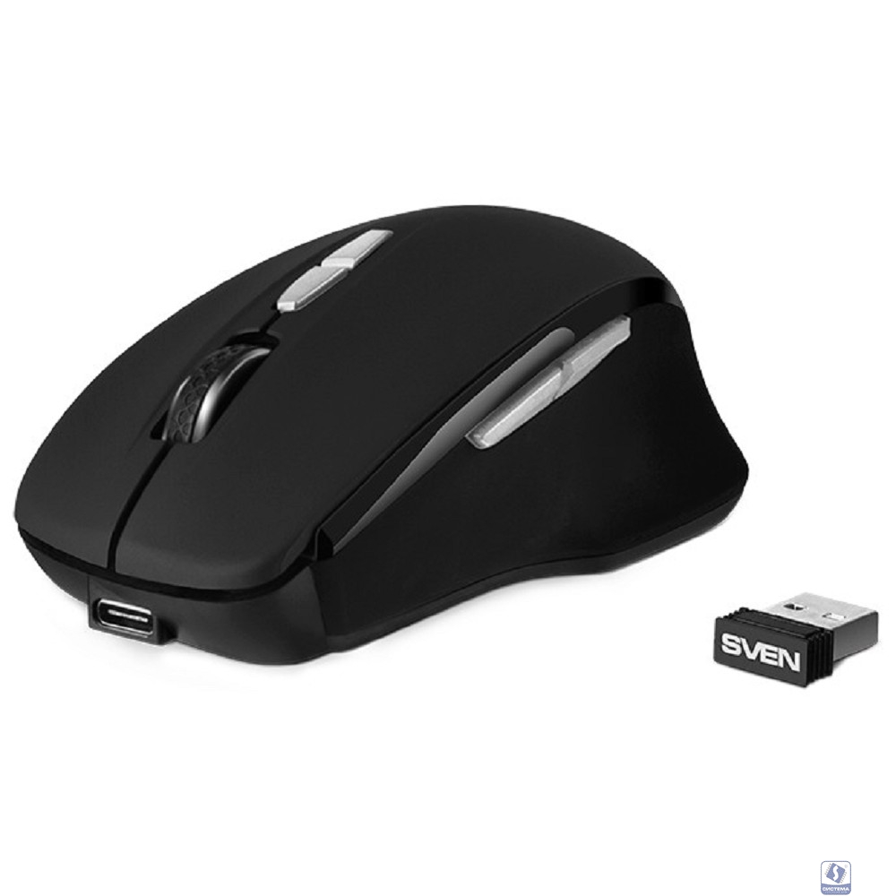Беспроводная мышь Sven RX-590SW чрн. (бесш. кл., Bluetooth, 2,4GHz, 6+1кл., ST, 800-1600DPI, блист.)