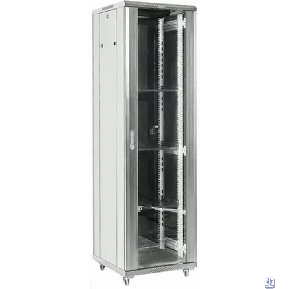 Rexant (04-4268-211) Шкаф телекоммуникационный напольный 42U 600х800мм пер.дв.стекл металл 2 бок.пан. направл.под винты 800кг серый 230град. IP20 сталь