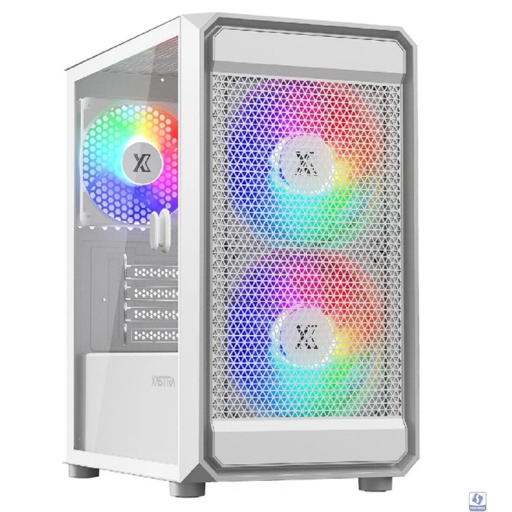 XASTRA Корпус A303M 3FRGB White mATX/Mesh/ tempered glass / 2x140mm + 1x120mm FRGB fans/ Door/ A303M-2FC14F-1FC12F-D-WH