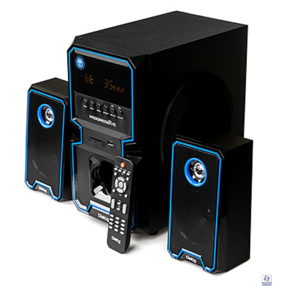 Dialog Progressive AP-222B BLACK - акустические колонки 2.1, 30W+2*10W RMS, Bluetooth, USB+SD reader