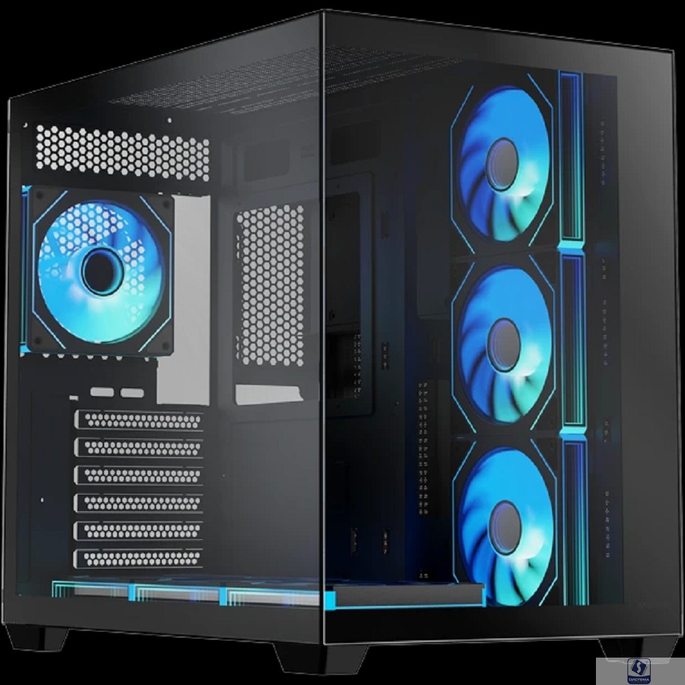 Корпус XASTRA QW500 7ARGB-C10-UC Black ATX/Aquarium/Screewless/7x120mm ARGB PWM FM fans/Argb+PWM HUB 10port/Type-C/ QW500-7FM12A-C10-UC