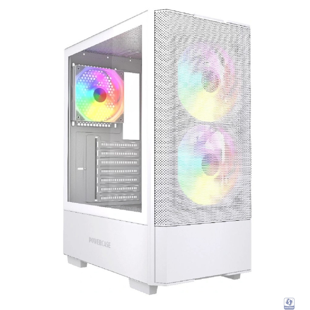 Powercase Mistral AY3W ARGB, Tempered Glass, 2x 140mm +1x 120mm ARGB Fans, белый, ATX  (CMAYW-A3)