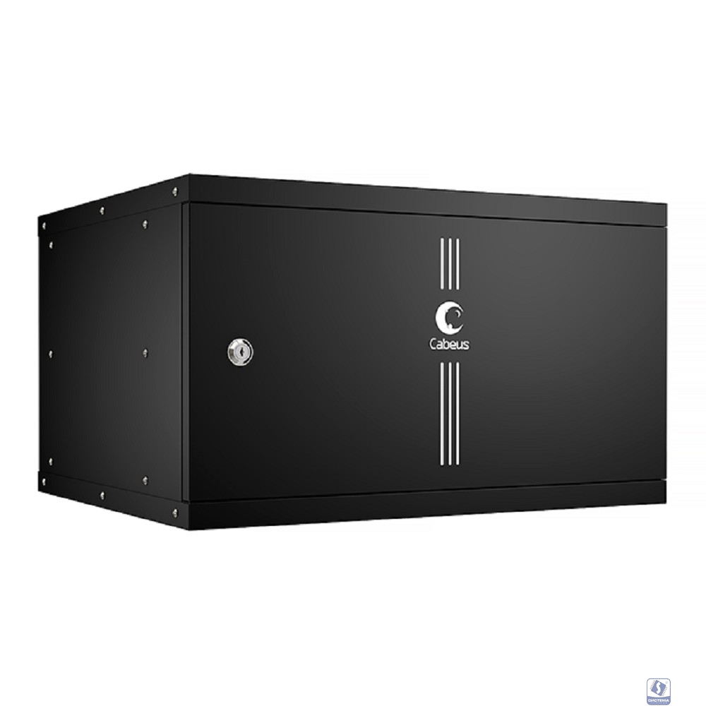 Cabeus WSC-05D-6U55/45m-BK Шкаф телекоммуникационный настенный 19" 6U, серия LIGHT разборный, дверь металл, цвет черный