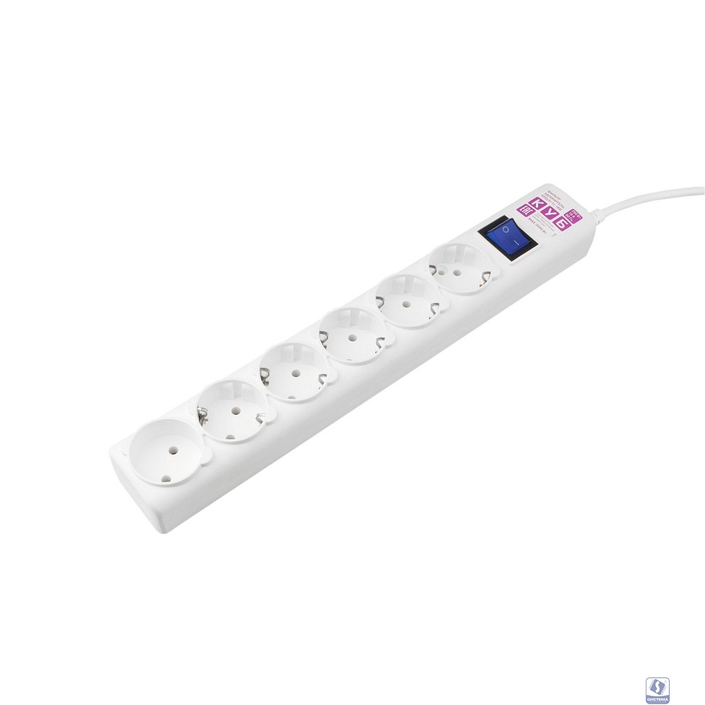 PowerCube Фильтр-удлинитель (SPG(5+1)-16B-1,9M) 6 розеток, 1.9м,16А/3,5кВт, белый
