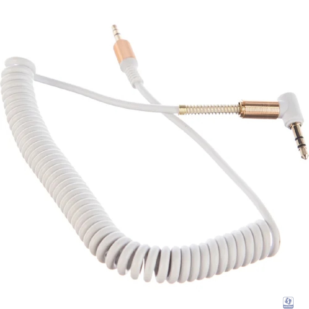Кабель аудио (угловой) спиральный Cablexpert CCAB-02-35MMLC-1.8MW. 3.5 джек (M)/3.5 джек (M), белый, 1.8м, блистер