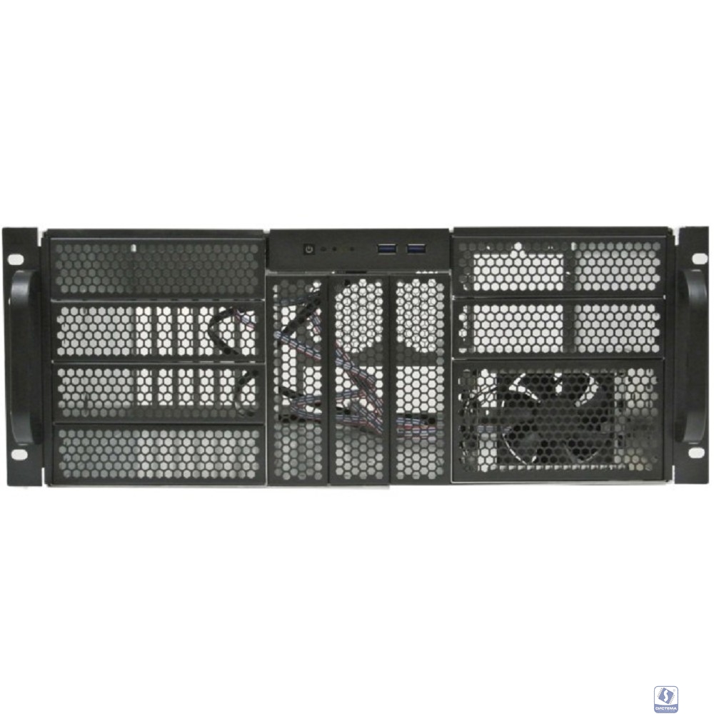 Procase RE411-D9H3-FE-65 Корпус 4U server case, 9x5.25+3HDD,черный,без блока питания,глубина 650мм,MB EATX 12"x13", панель вентиляторов 3*120x25 PWM [RE411-D9H3-FE-65]