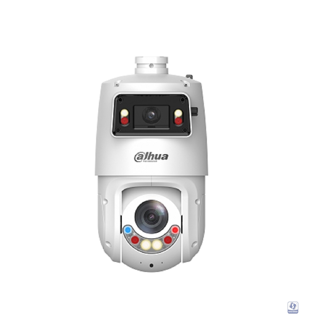 DAHUA DH-SDT4E225-4F-GB-A-PV1-0280-S2 Уличная купольная PTZ IP-видеокамера 1/2.8" 4Мп CMOS ИК 30м, Led 30м (панорамный модуль) 1/2.8" 2Мп CMOS ИК 100м, Led 50м, WDR 120дБ (PTZ-модуль) Видеоаналитика: 