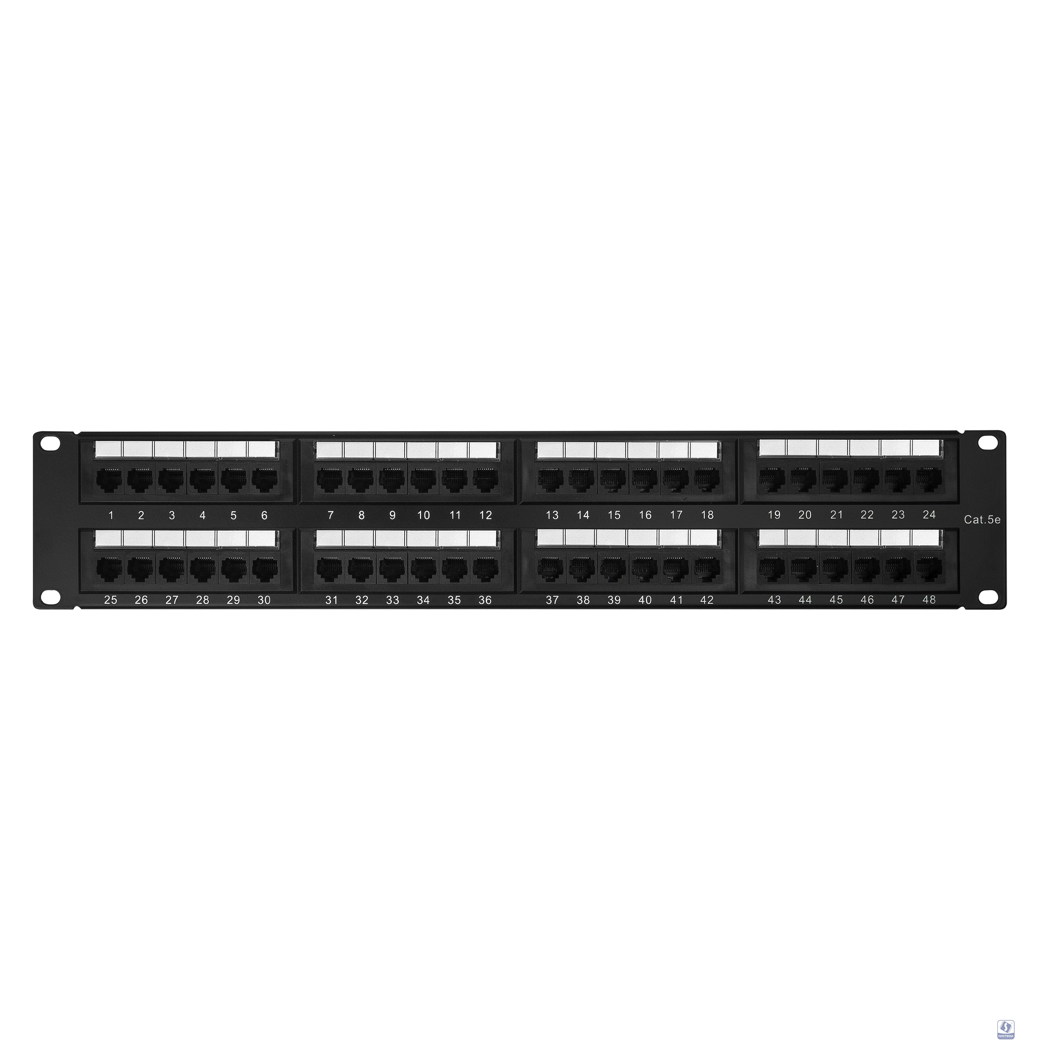 Патч-панель 19" NEOMAX [NM-PP-2U48P-UC5E-D-108-BK] 2U, 48 портов, кат.5E, UTP, Dual IDC, цвет черный