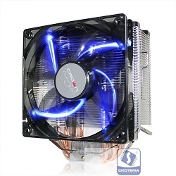CROWN Кулер для процессора CM-5 (Для Intel и AMD,TDP до 187 Ватт,5шт. теплопроводных трубок,Синяя светодиодная подсветка,Гидродинамическиий подшипник,Размер: 148*126*85 мм)