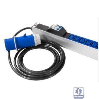 REM Верт блок розеток Rem-32, 1 фаза 32A, 2 авт, инд, 36 C13,6 C19, 1820 мм, вх IEC 309, шнур 3 м(R-32-36C13-6C19-A-I-1820-3-2P)