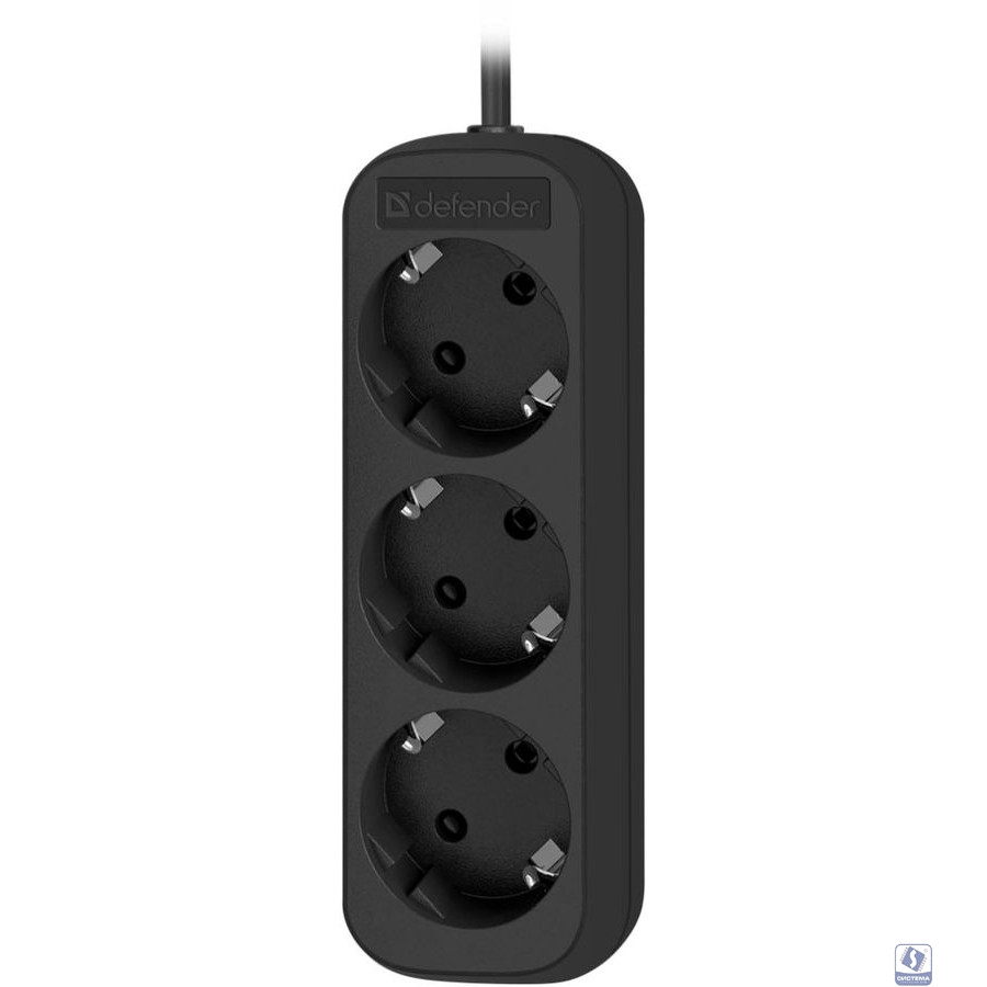 Defender Удлинитель M330 3.0 м, 3 розетки, черный [99322],с заземлением 