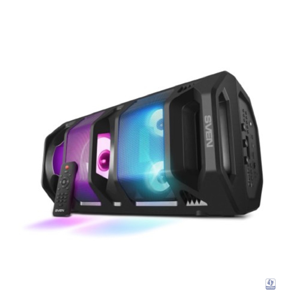 Портативная акустика 2.0 Sven PS-670 SV-020170 черная, 2x32.5 Вт (RMS), BT, FM, USB, microSD, LED-дисплей, пульт