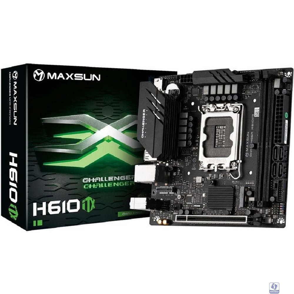 MAXSUN MS-Challenger H610ITX 2LAN V3 (Socket 1700, mini-ITX, 2*DDR4, 2*HDMI/DP, 4*SATA3, 2*M.2, 1xPCI-E x16, 3*USB 2.0,  2*USB 3.2 Gen1, LAN 2*2.5G, RTL)