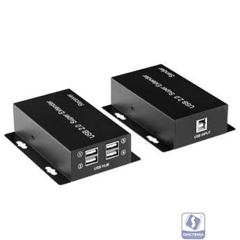 ORIENT VE02U4P, USB2.0 extender, удлинитель до 50 м по витой паре Cat6/6е, USB2.0 хаб 4 порта, питание от внешнего БП (31322)