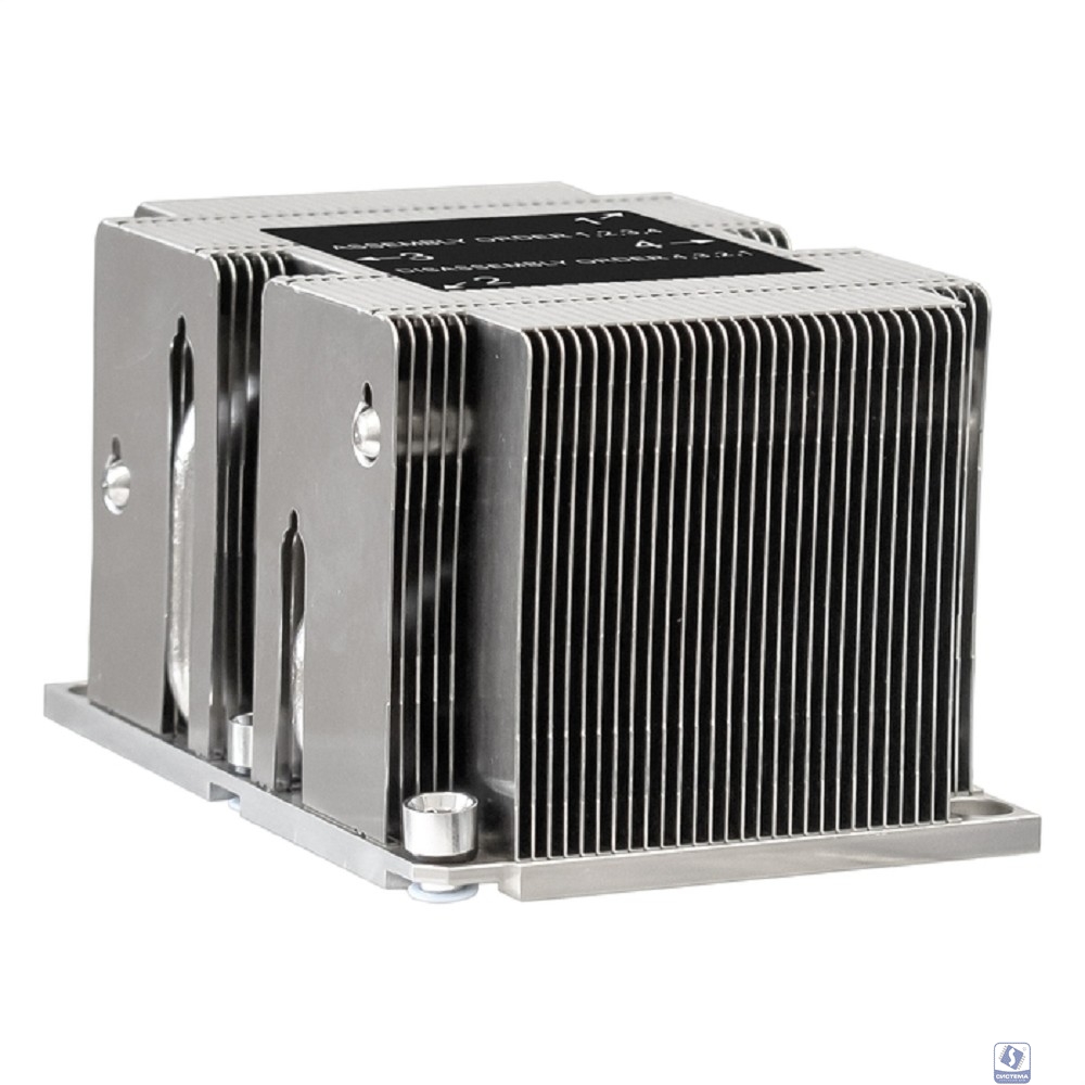 Exegate EX293449RUS Радиатор для процессора ExeGate ESNK-P0068PS.2U.3647.Cu (Al+Cu, 2U, 4 тепл. трубки, LGA3647, TDP 205W, 390г, на винтах, с термопастой, Retail box)