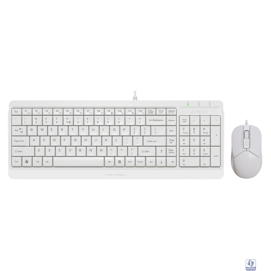 Клавиатура + мышь A4Tech Fstyler F1512 клав:белый мышь:белый USB (F1512 WHITE)