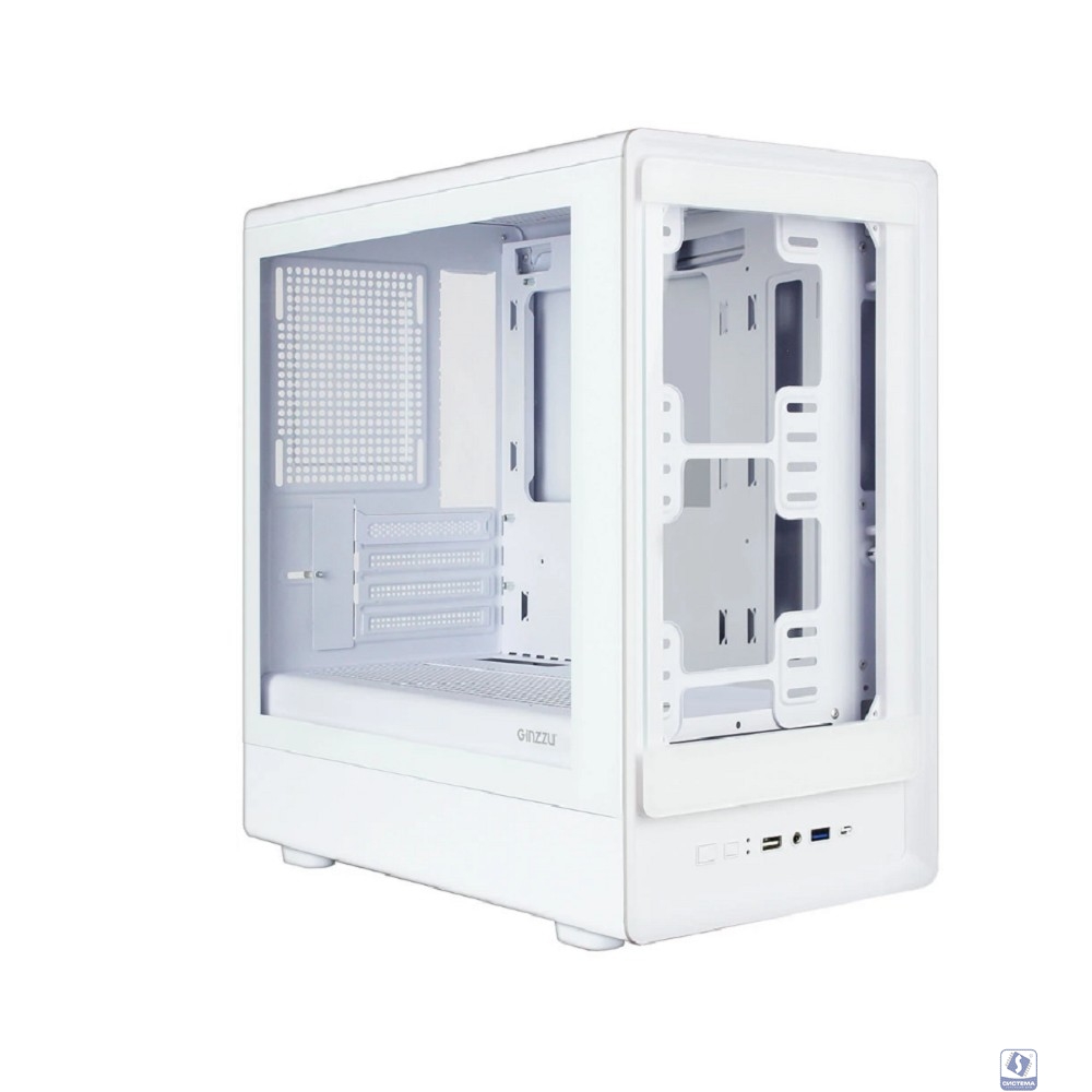 Корпус Ginzzu CL420 mATX передняя панель Стекло белый