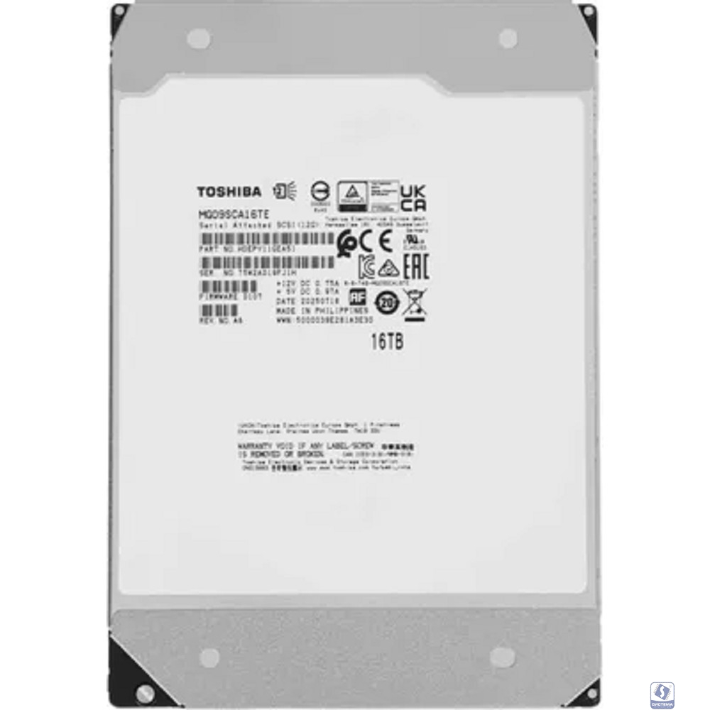 16Tb Toshiba Enterprise Capacity (MG09SCA16TE)  SAS  3.5" Server 7200 12Gbit/s 512Mb 1 year warranty 