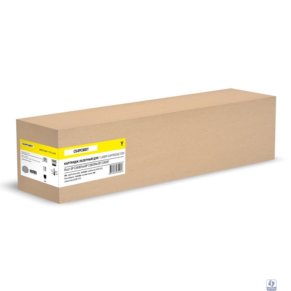 Картридж лазерный Cactus CS-SPC360EY 408187 желтый (6000стр.) для Ricoh SP C360DNw/SP C360SNw/SP C360SF