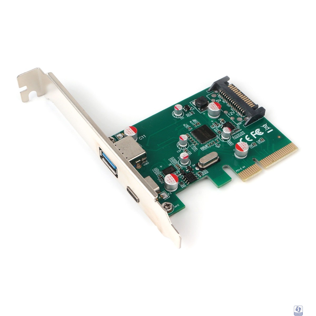 Контроллер USB Gembird SPCR-02 PCI-express, порты: 2 внешн. USB 3.1 Type-C и Type-A