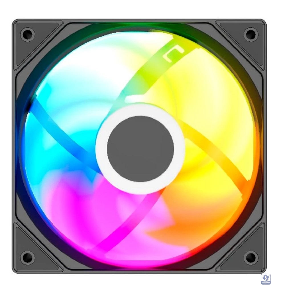 Powercase Вентилятор (M53-14 ARGB) Black 140x140x25mm (PWM, 80шт./кор, 4pin PWM (M+F)+ 3pin ARGB (M+F), 600-1800±10% об/мин) Bulk