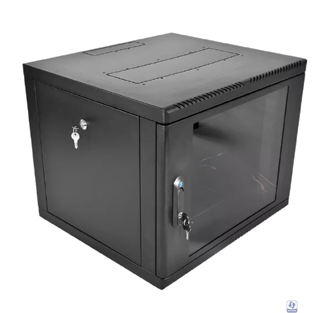 ЦМО Шкаф телекоммуникационный настенный сварной 9U (600 x 350) съёмные стенки, дверь стекло, чёрный, ШРН-9.350-9005