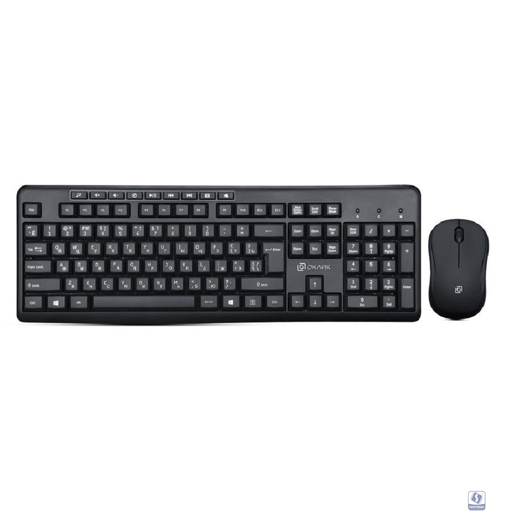 Комплект (клавиатура+мышь) Oklick 225M, USB, беспроводной, черный [1454537]