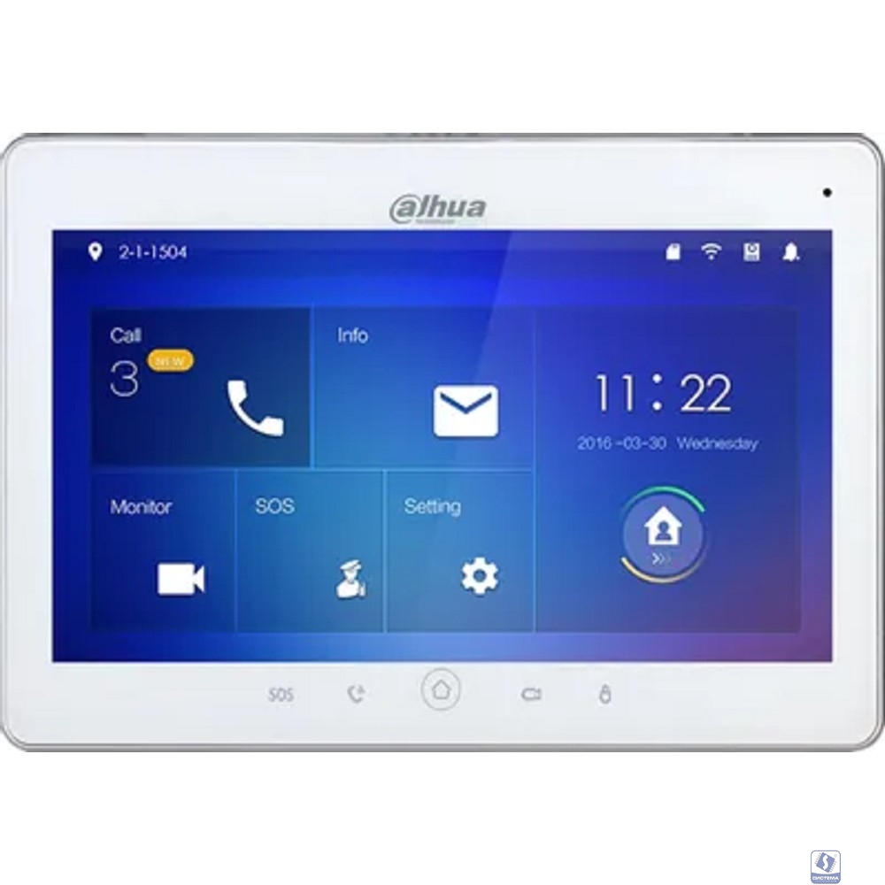 DAHUA DHI-VTH5241DW-S2 Монитор видеодомофона IP 10-дюймовый, возможность просмотра IP камер, белый, ёмкостной сенсорный экран, поддержка micro-SD до 32Гб, Питание DC 12В/PoE