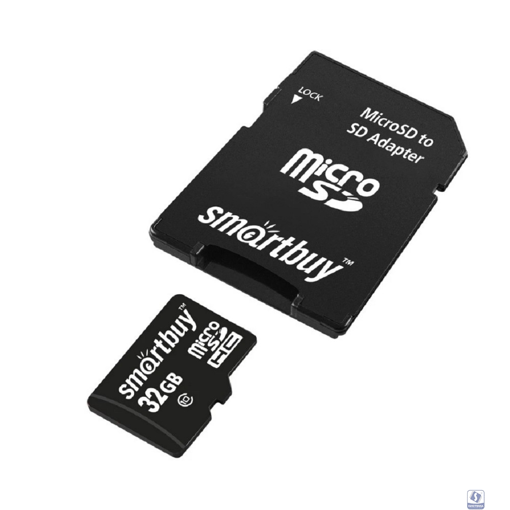 Micro SDHC карта памяти Smartbuy 32GB Class 10 (с адаптером SD) (SB32GBSDCL10-01LE)