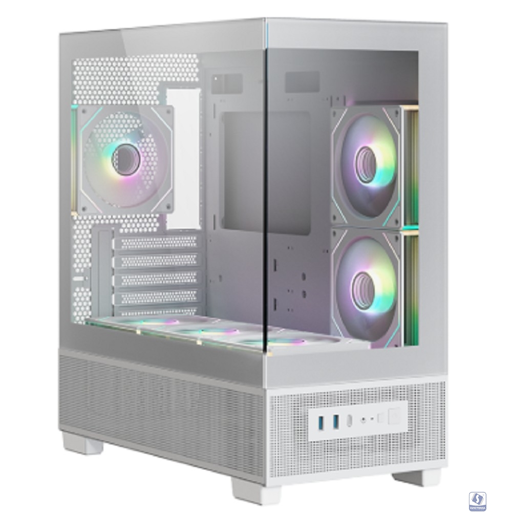 XASTRA Корпус Q500M 3ARGB-C10 White mATX/Aquarium/Screewless/ 3x120mm ARGB PWM FM fans/Argb+PWM HUB 10port/ Q500M-3FM12A-C10-WH