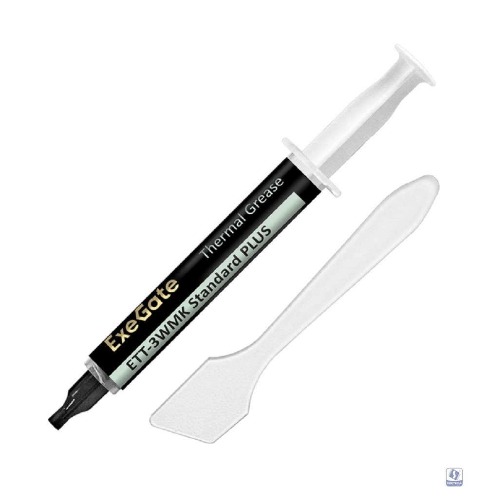 Exegate EX296092RUS Термопаста ExeGate ETT-3WMK Standard PLUS (3,2 Вт/(м•К), 3г, шприц с лопаткой)