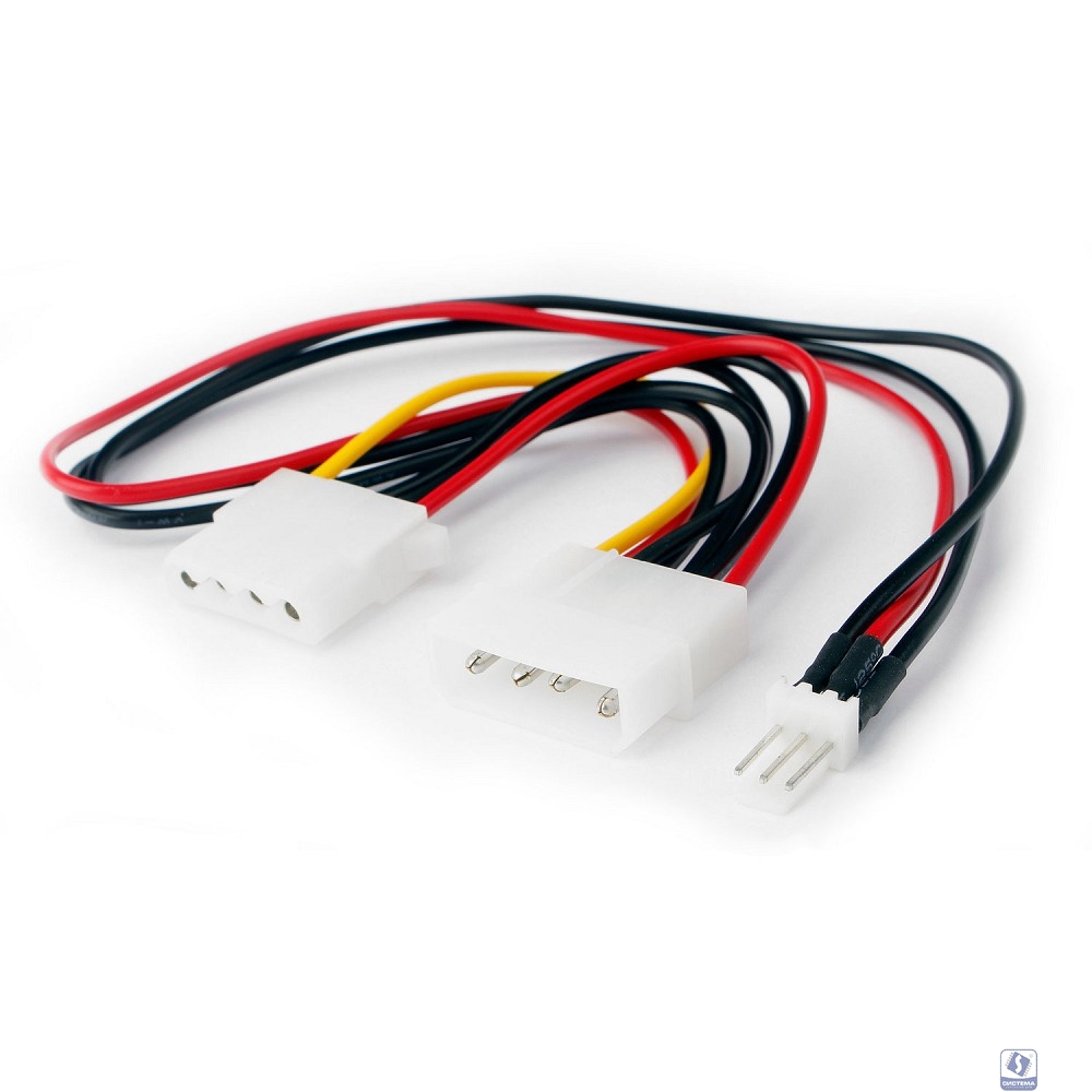 Cablexpert Кабель-разветвитель питания Molex Molex 4pin(M)/Molex 4pin(F)+FAN 3pin,12V,медь,15 см,пак (CC-PSU-5)