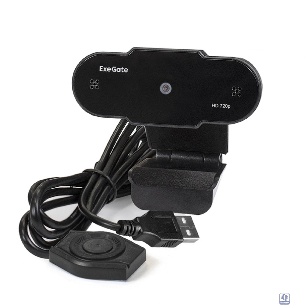 Exegate EX287386RUS Веб-камера ExeGate BlackView C525 HD Tripod (матрица 1/3" 1,3 Мп, 1280х720, 720P, 30fps, 4-линзовый объектив, USB+35mm Jack, фиксированный фокус, микрофон с шумоподавлением)