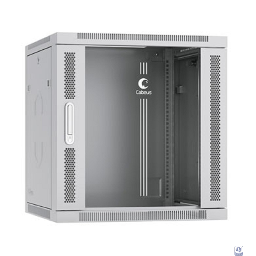 Cabeus SH-05F-12U60/35-R Шкаф телекоммуникационный настенный разобранный 19" 12U 600x350x635mm (ШхГхВ) дверь стекло, цвет серый (RAL 7035)